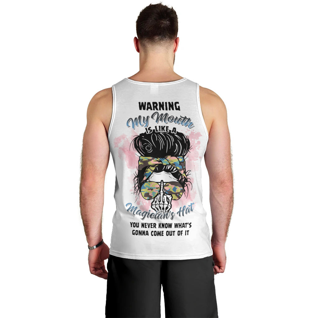 Warning My Mouth Messy Bun Men Tank Top - Wonder Print Shop