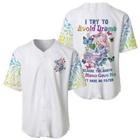 White baseball jersey shown front and back with colorful sugar skull artwork
