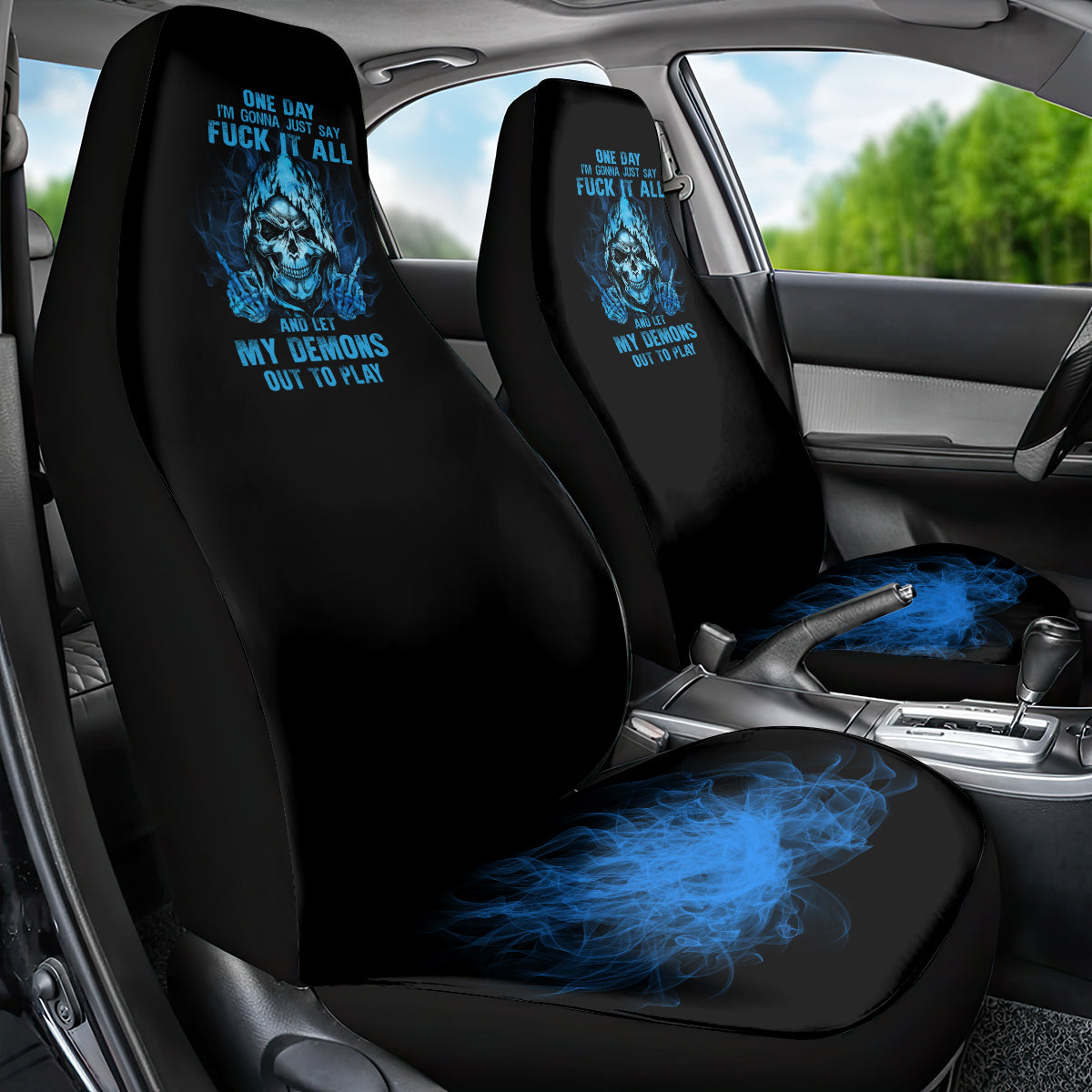 My Demons Out To Play Skull Car Seat Cover - Wonder Print Shop