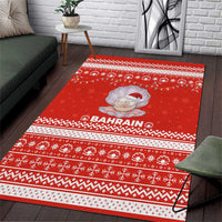 Bahrain Christmas Area Rug with Pearl Shell Design Red Snowflake Pattern and Holiday Lights - Wonder Print Shop