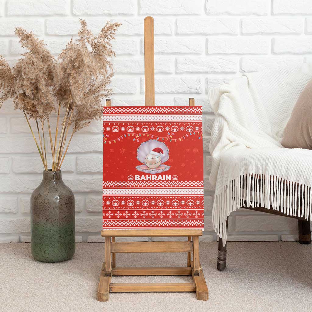 Bahrain Christmas Canvas Wall Art with Pearl Shell Design Red Snowflake Pattern and Holiday Lights - Wonder Print Shop