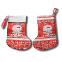 Bahrain Christmas Stocking with Pearl Shell Design Red Snowflake Pattern and Holiday Lights - Wonder Print Shop