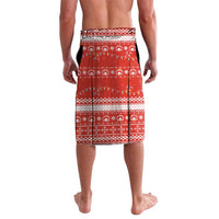 Bahrain Christmas Lavalava with Pearl Shell Design Red Snowflake Pattern and Holiday Lights - Wonder Print Shop