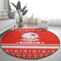 Bahrain Christmas Round Carpet with Pearl Shell Design Red Snowflake Pattern and Holiday Lights - Wonder Print Shop