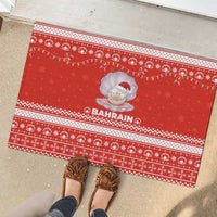 Bahrain Christmas Rubber Doormat with Pearl Shell Design Red Snowflake Pattern and Holiday Lights - Wonder Print Shop