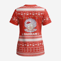 Bahrain Christmas Scrub Top with Pearl Shell Design Red Snowflake Pattern and Holiday Lights - Wonder Print Shop