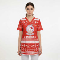 Bahrain Christmas Scrub Top with Pearl Shell Design Red Snowflake Pattern and Holiday Lights - Wonder Print Shop