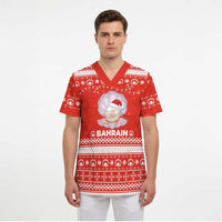 Bahrain Christmas Scrub Top with Pearl Shell Design Red Snowflake Pattern and Holiday Lights - Wonder Print Shop