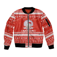 Bahrain Christmas Sleeve Zip Bomber Jacket with Pearl Shell Design Red Snowflake Pattern and Holiday Lights - Wonder Print Shop