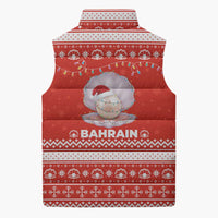 Bahrain Christmas Sleeveless Puffer Jacket with Pearl Shell Design Red Snowflake Pattern and Holiday Lights - Wonder Print Shop