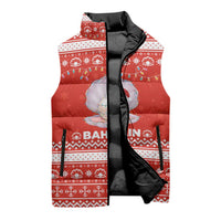 Bahrain Christmas Sleeveless Puffer Jacket with Pearl Shell Design Red Snowflake Pattern and Holiday Lights - Wonder Print Shop