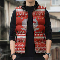 Bahrain Christmas Sleeveless Puffer Jacket with Pearl Shell Design Red Snowflake Pattern and Holiday Lights - Wonder Print Shop