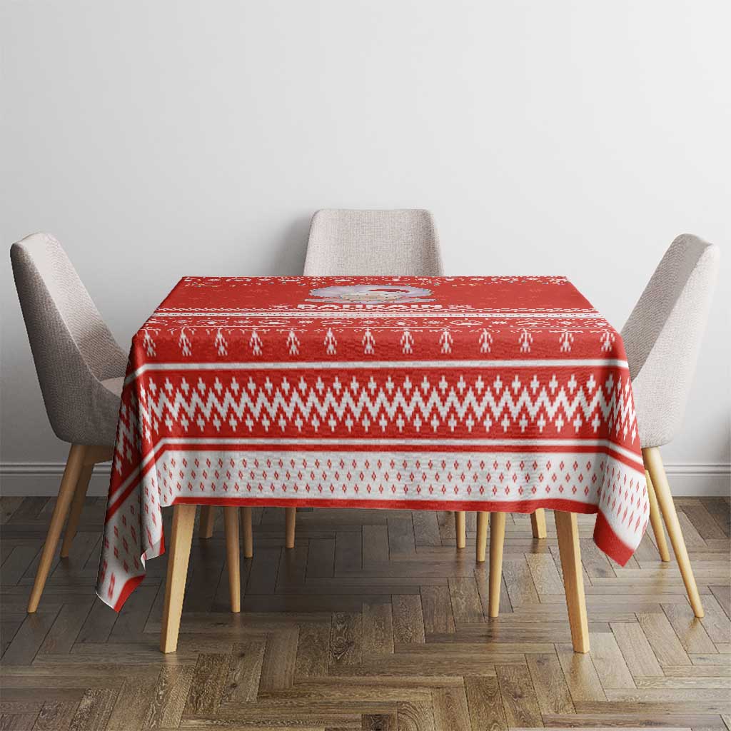 Bahrain Christmas Tablecloth with Pearl Shell Design Red Snowflake Pattern and Holiday Lights - Wonder Print Shop