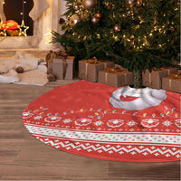 Bahrain Christmas Tree Skirt with Pearl Shell Design Red Snowflake Pattern and Holiday Lights - Wonder Print Shop