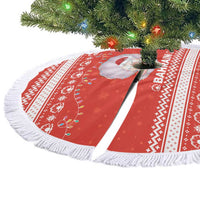 Bahrain Christmas Tree Skirt with Pearl Shell Design Red Snowflake Pattern and Holiday Lights - Wonder Print Shop