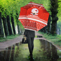 Bahrain Christmas Umbrella with Pearl Shell Design Red Snowflake Pattern and Holiday Lights - Wonder Print Shop