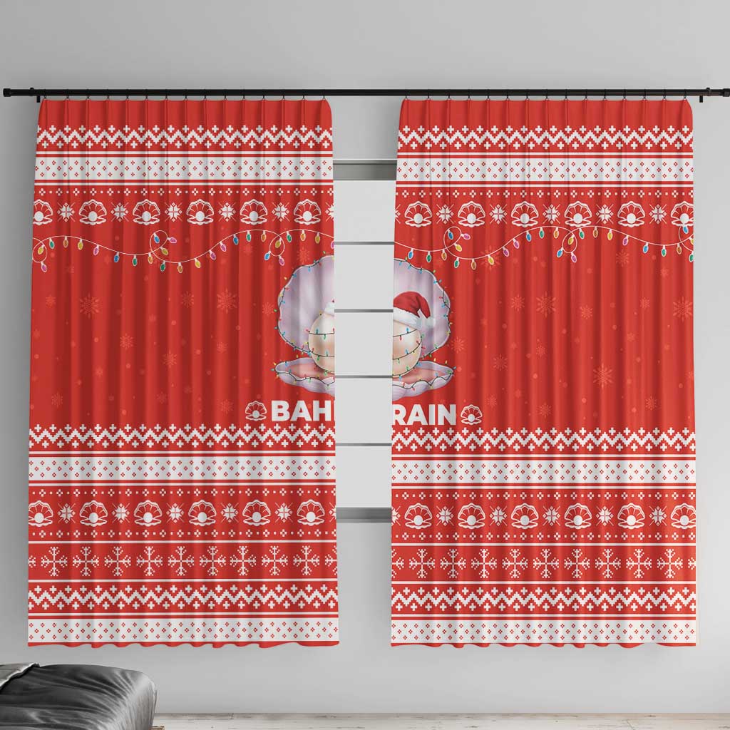 Bahrain Christmas Window Curtain with Pearl Shell Design Red Snowflake Pattern and Holiday Lights - Wonder Print Shop
