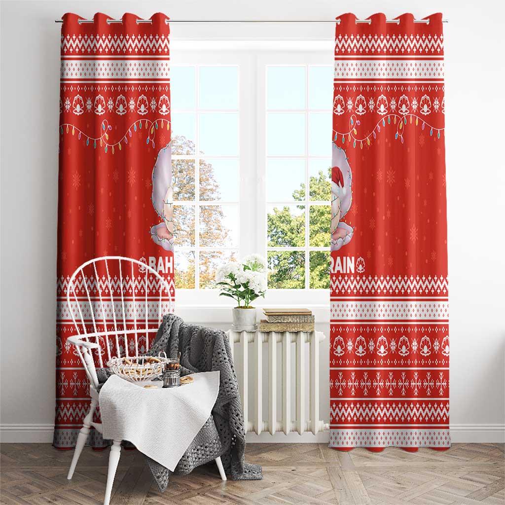 Bahrain Christmas Window Curtain with Pearl Shell Design Red Snowflake Pattern and Holiday Lights - Wonder Print Shop