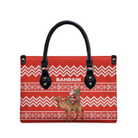 Bahrain Christmas Leather Bag with Santa Riding Camel Red Geometric Pattern and Festive Design - Wonder Print Shop