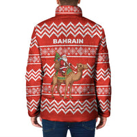 Bahrain Christmas Padded Jacket with Santa Riding Camel Red Geometric Pattern and Festive Design - Wonder Print Shop