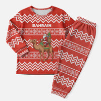 Bahrain Christmas Pajama Set with Santa Riding Camel Red Geometric Pattern and Festive Design - Wonder Print Shop