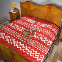 Bahrain Christmas Quilt with Santa Riding Camel Red Geometric Pattern and Festive Design - Wonder Print Shop
