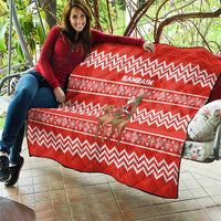 Bahrain Christmas Quilt with Santa Riding Camel Red Geometric Pattern and Festive Design - Wonder Print Shop