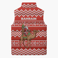 Bahrain Christmas Sleeveless Puffer Jacket with Santa Riding Camel Red Geometric Pattern and Festive Design - Wonder Print Shop