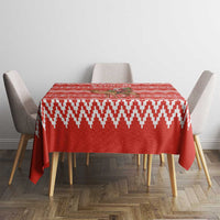 Bahrain Christmas Tablecloth with Santa Riding Camel Red Geometric Pattern and Festive Design - Wonder Print Shop
