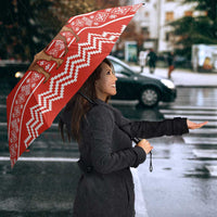 Bahrain Christmas Umbrella with Santa Riding Camel Red Geometric Pattern and Festive Design - Wonder Print Shop