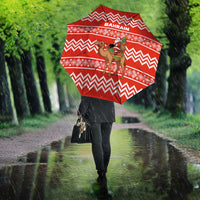 Bahrain Christmas Umbrella with Santa Riding Camel Red Geometric Pattern and Festive Design - Wonder Print Shop