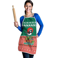 Bangladesh Christmas Apron with Black-Capped Bird Gift Stack and Green Red Snowflake Pattern - Wonder Print Shop