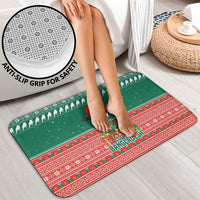 Bangladesh Christmas Bathroom Set with Black-Capped Bird Gift Stack and Green Red Snowflake Pattern - Wonder Print Shop
