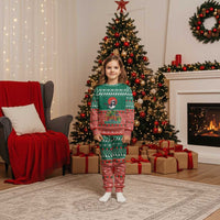 Bangladesh Christmas Pajama Set with Black-Capped Bird Gift Stack and Green Red Snowflake Pattern - Wonder Print Shop