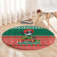 Bangladesh Christmas Round Carpet with Black-Capped Bird Gift Stack and Green Red Snowflake Pattern - Wonder Print Shop