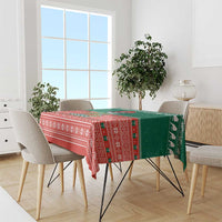Bangladesh Christmas Tablecloth with Black-Capped Bird Gift Stack and Green Red Snowflake Pattern - Wonder Print Shop