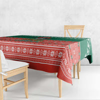 Bangladesh Christmas Tablecloth with Black-Capped Bird Gift Stack and Green Red Snowflake Pattern - Wonder Print Shop