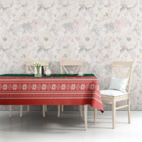 Bangladesh Christmas Tablecloth with Black-Capped Bird Gift Stack and Green Red Snowflake Pattern - Wonder Print Shop