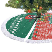 Bangladesh Christmas Tree Skirt with Black-Capped Bird Gift Stack and Green Red Snowflake Pattern - Wonder Print Shop