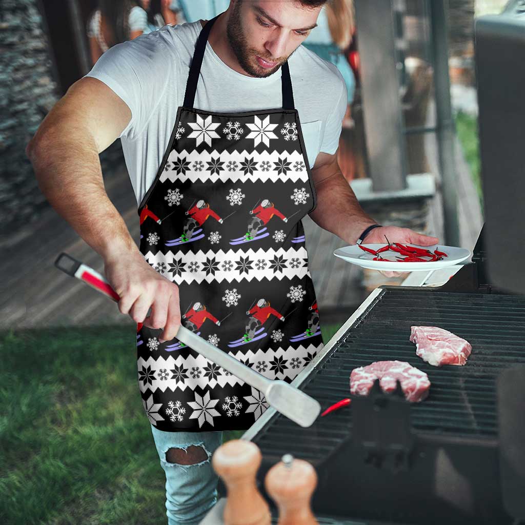 Skiing Snowflake Christmas Apron Xmas Holiday Patterns - Wonder Print Shop