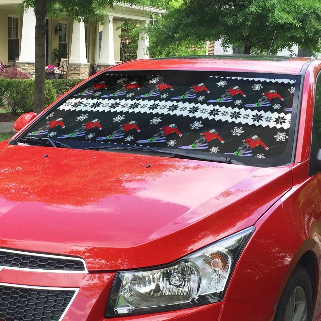 Skiing Snowflake Christmas Auto Sun Shade Xmas Holiday Patterns - Wonder Print Shop