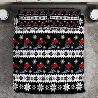 Skiing Snowflake Christmas Bedding Set Xmas Holiday Patterns - Wonder Print Shop