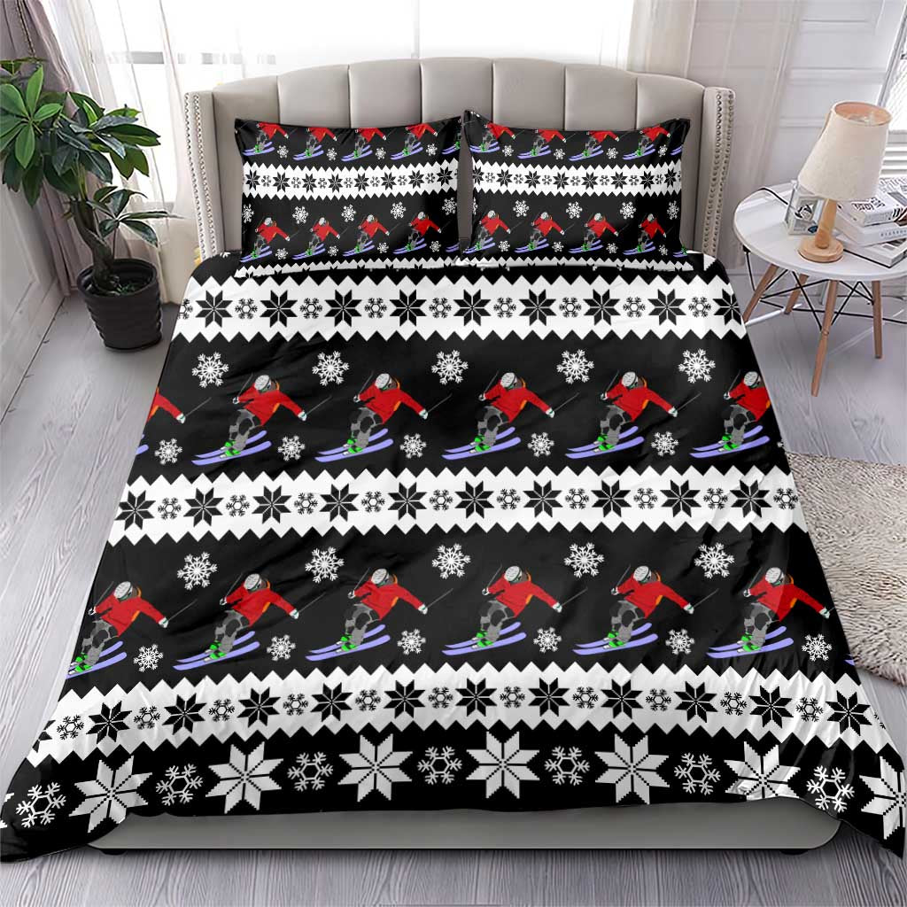 Skiing Snowflake Christmas Bedding Set Xmas Holiday Patterns - Wonder Print Shop
