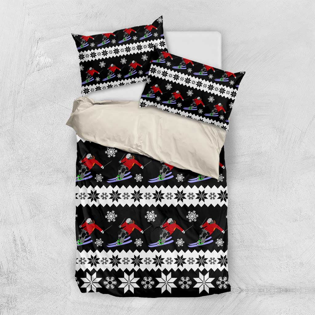 Skiing Snowflake Christmas Bedding Set Xmas Holiday Patterns - Wonder Print Shop