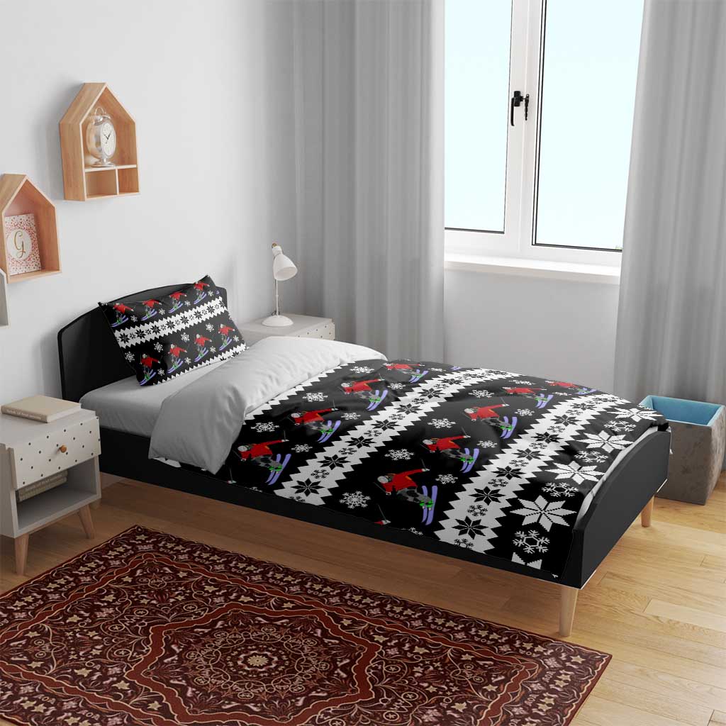 Skiing Snowflake Christmas Bedding Set Xmas Holiday Patterns - Wonder Print Shop