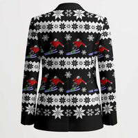 Skiing Snowflake Christmas Blazer Xmas Holiday Patterns - Wonder Print Shop