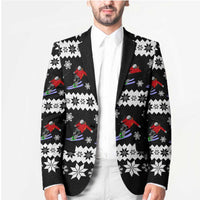 Skiing Snowflake Christmas Blazer Xmas Holiday Patterns - Wonder Print Shop