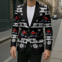 Skiing Snowflake Christmas Blazer Xmas Holiday Patterns - Wonder Print Shop