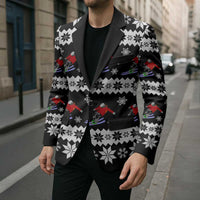 Skiing Snowflake Christmas Blazer Xmas Holiday Patterns - Wonder Print Shop