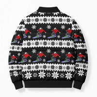 Skiing Snowflake Christmas Bomber Puffer Jacket Xmas Holiday Patterns - Wonder Print Shop